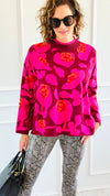 Blooming Elegance Knit Sweater - Burgundy-140 Sweaters-JODIFL-Coastal Bloom Boutique, find the trendiest versions of the popular styles and looks Located in Indialantic, FL