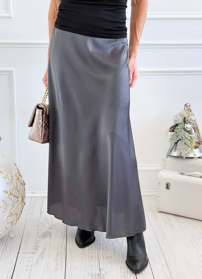 Isabella Italian Skirt- Charcoal-170 Bottoms-SEE YOU IN ROME-Coastal Bloom Boutique, find the trendiest versions of the popular styles and looks Located in Indialantic, FL