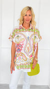 Paisley Garden Italian Blouse-110 short Sleeve Top-SORPRESA-Coastal Bloom Boutique, find the trendiest versions of the popular styles and looks Located in Indialantic, FL