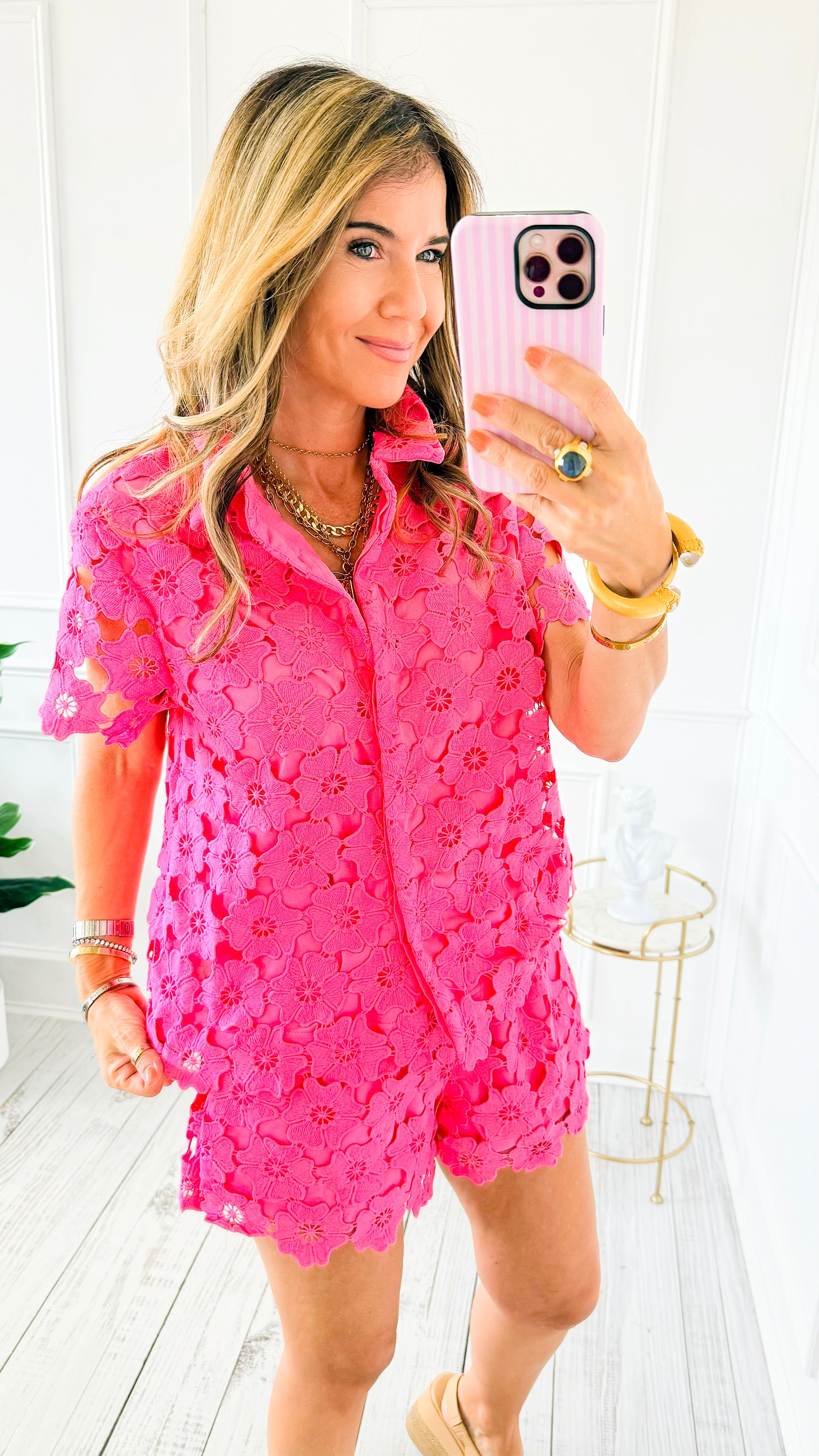 Floral Lace Set - Bubble Pink