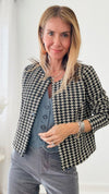 Chic Alert Houndstooth Jacket - Black-160 Jackets-Rousseau-Coastal Bloom Boutique, find the trendiest versions of the popular styles and looks Located in Indialantic, FL