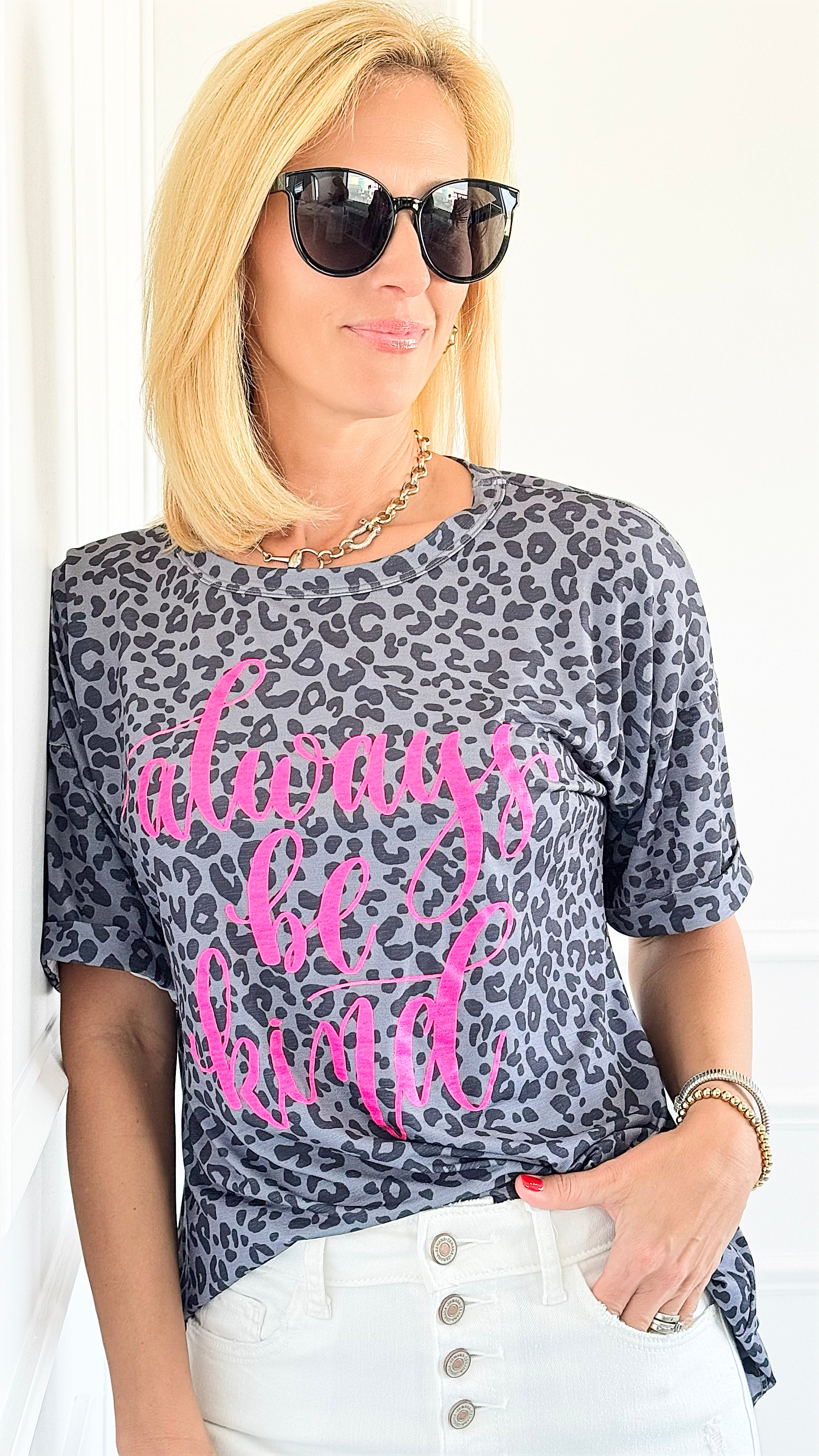 Leopard Love Kindness Top-110 Short Sleeve Tops-Heimish-Coastal Bloom Boutique, find the trendiest versions of the popular styles and looks Located in Indialantic, FL