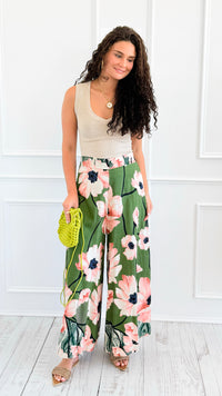 Garden Escape Italian Palazzo Pant- Green-100 Pants-AZUL MONACO-Coastal Bloom Boutique, find the trendiest versions of the popular styles and looks Located in Indialantic, FL