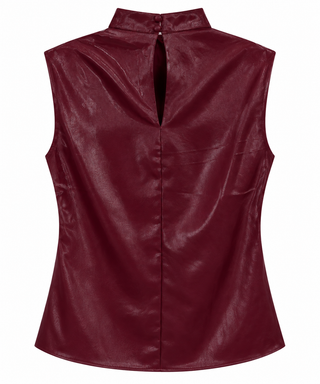 Sleeveless Draped Mock Neck Top