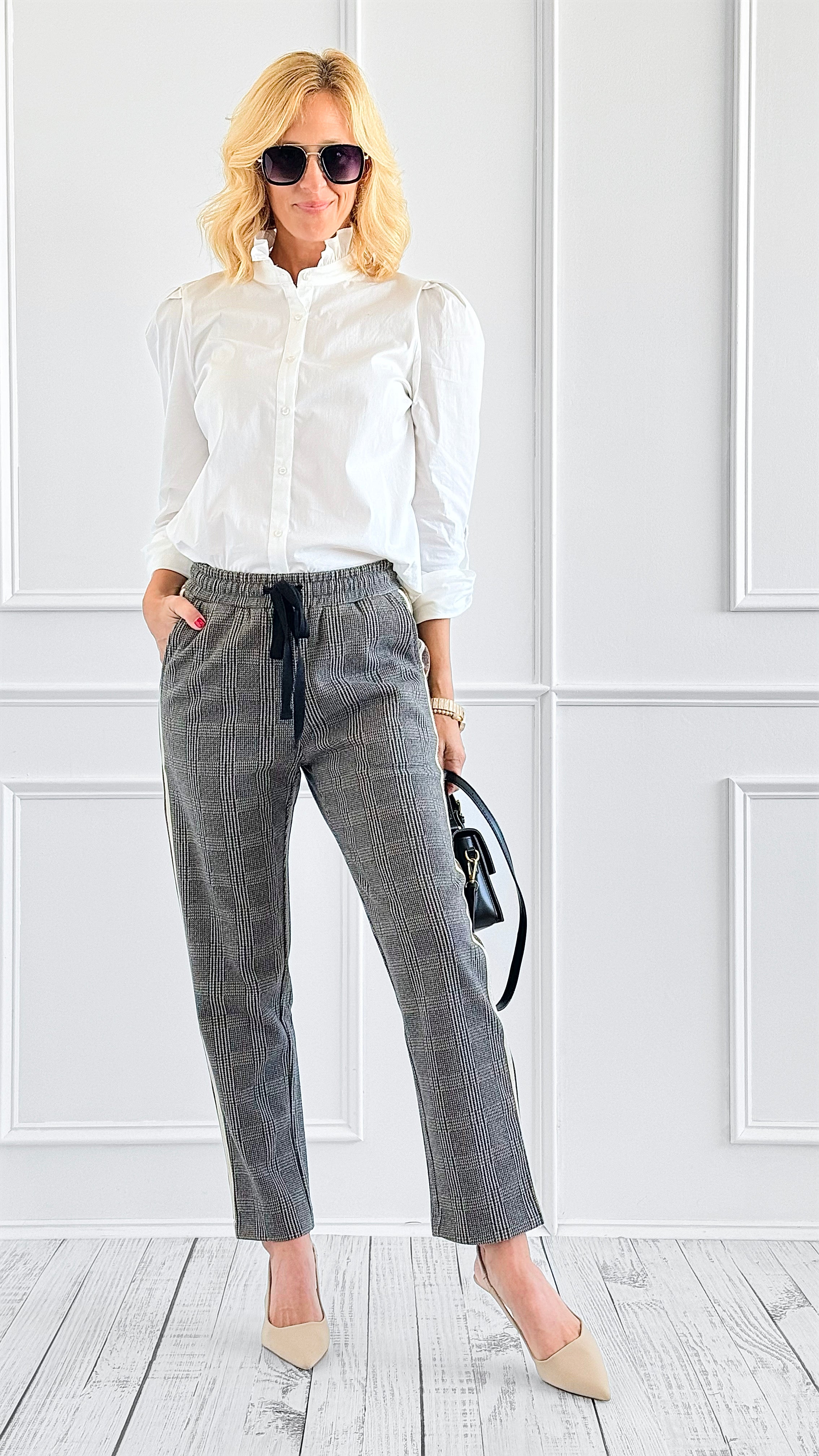 Tailored Check Pants-170 Bottoms-mystree-Coastal Bloom Boutique, find the trendiest versions of the popular styles and looks Located in Indialantic, FL