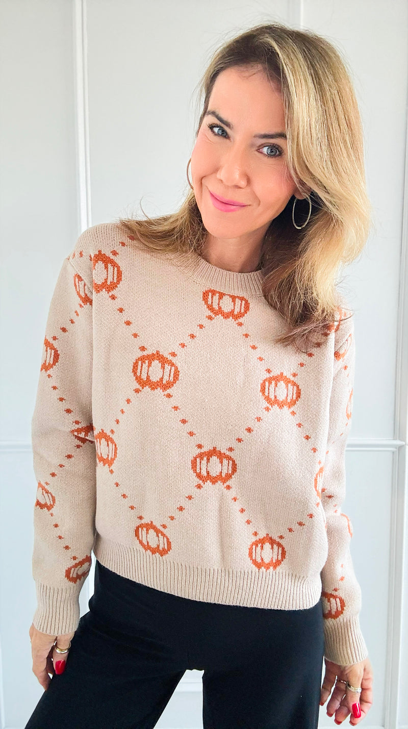 Pumpkin Sweater - Taupe-140 Sweaters-SO ME-Coastal Bloom Boutique, find the trendiest versions of the popular styles and looks Located in Indialantic, FL