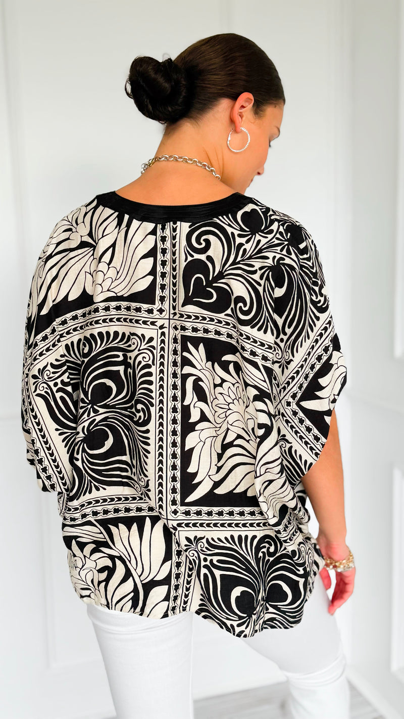 Sketchbook Stroll Popover Top-110 Short Sleeve Tops-GIGIO-Coastal Bloom Boutique, find the trendiest versions of the popular styles and looks Located in Indialantic, FL