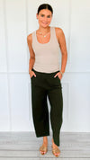 Weekend Flow Pull-On Pants - Dark Olive-170 Bottoms/Shorts-YELETE-Coastal Bloom Boutique, find the trendiest versions of the popular styles and looks Located in Indialantic, FL