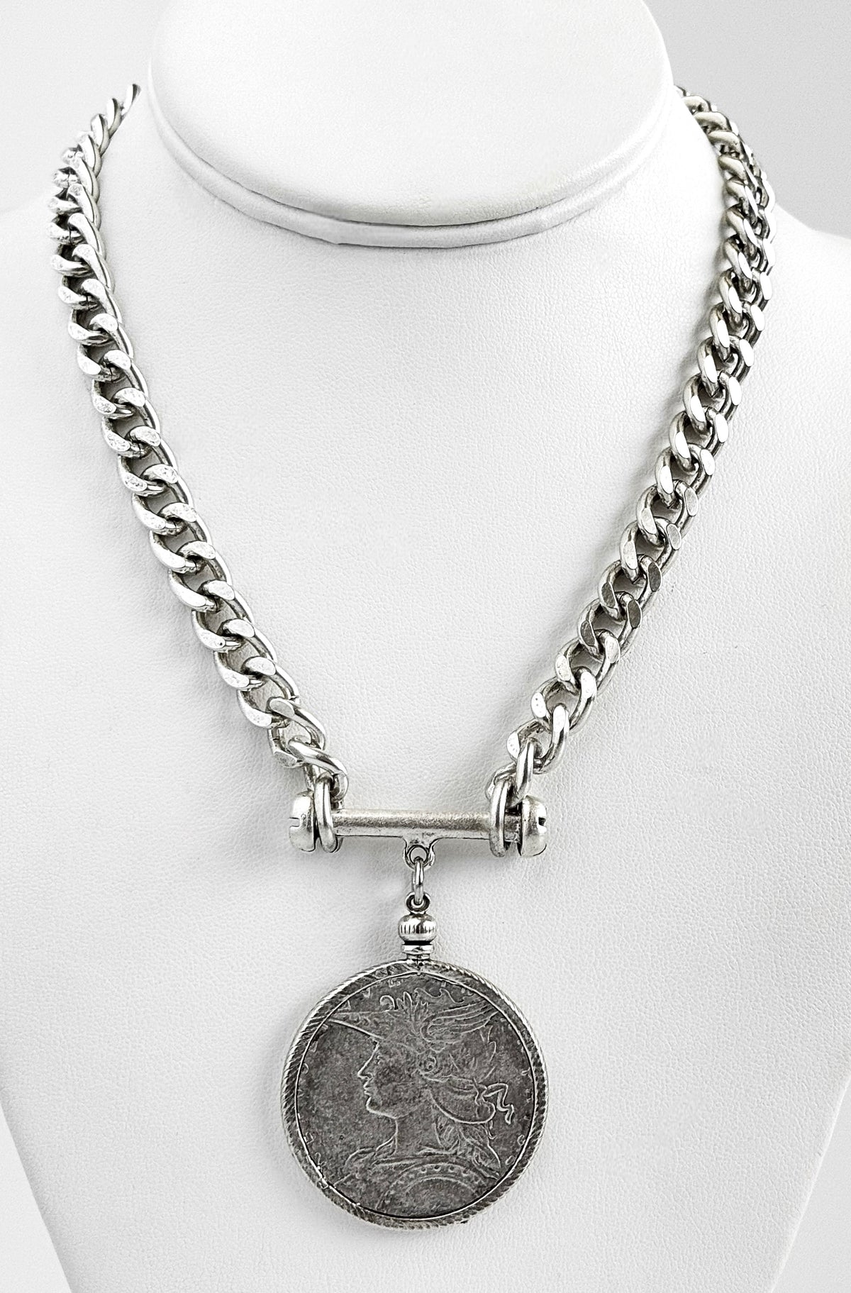 Vintage Coin Necklace - Silver-230 Jewelry-YOCHI-Coastal Bloom Boutique, find the trendiest versions of the popular styles and looks Located in Indialantic, FL