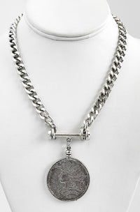 Vintage Coin Necklace - Silver-230 Jewelry-YOCHI-Coastal Bloom Boutique, find the trendiest versions of the popular styles and looks Located in Indialantic, FL