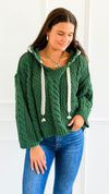 Seaside Breeze Hooded Chenille Sweater - Dark Green-140 Sweaters-Zenana-Coastal Bloom Boutique, find the trendiest versions of the popular styles and looks Located in Indialantic, FL