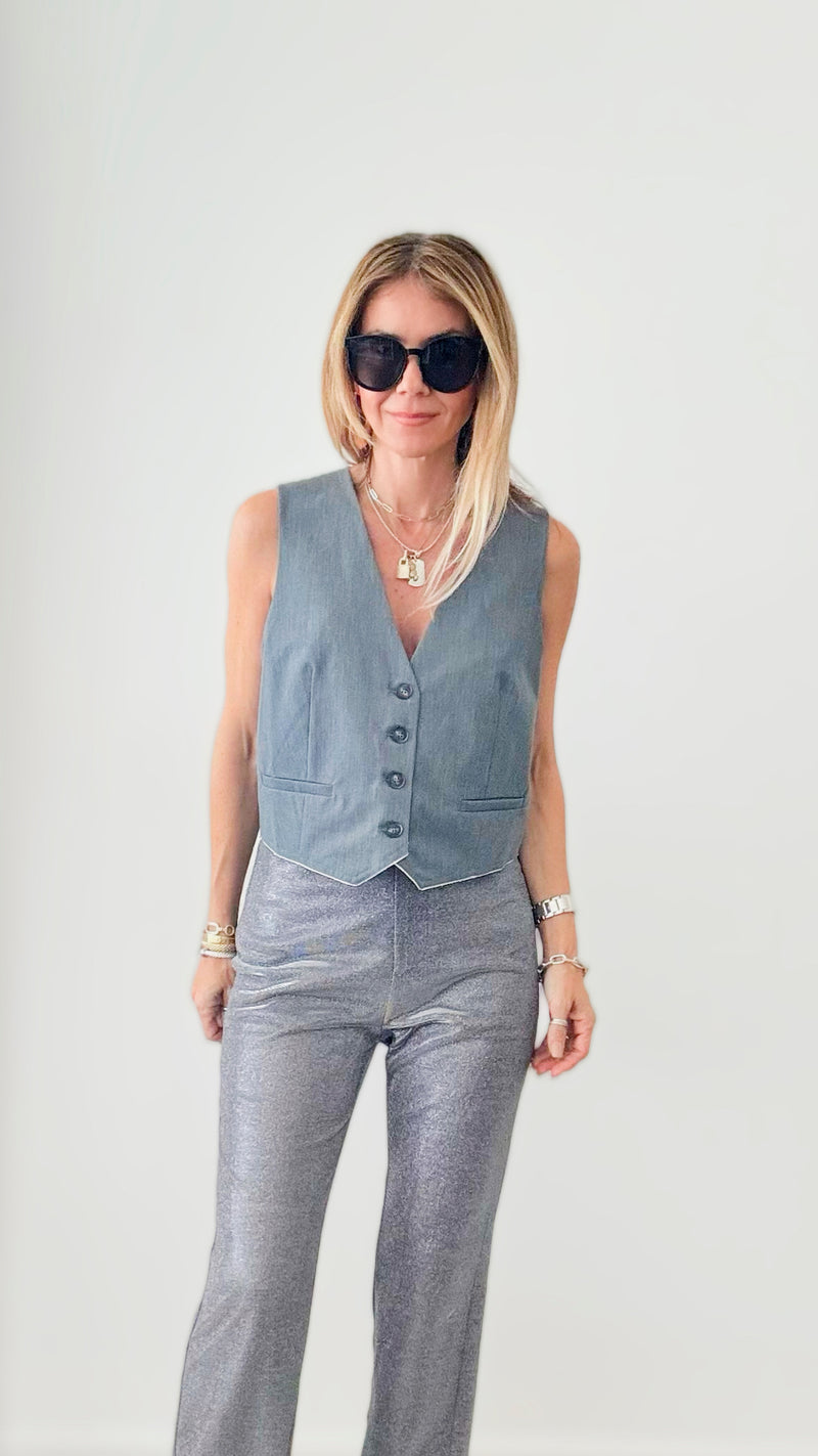 Cropped Tailored Vest-150 Cardigan Layers-MISS LOVE-Coastal Bloom Boutique, find the trendiest versions of the popular styles and looks Located in Indialantic, FL