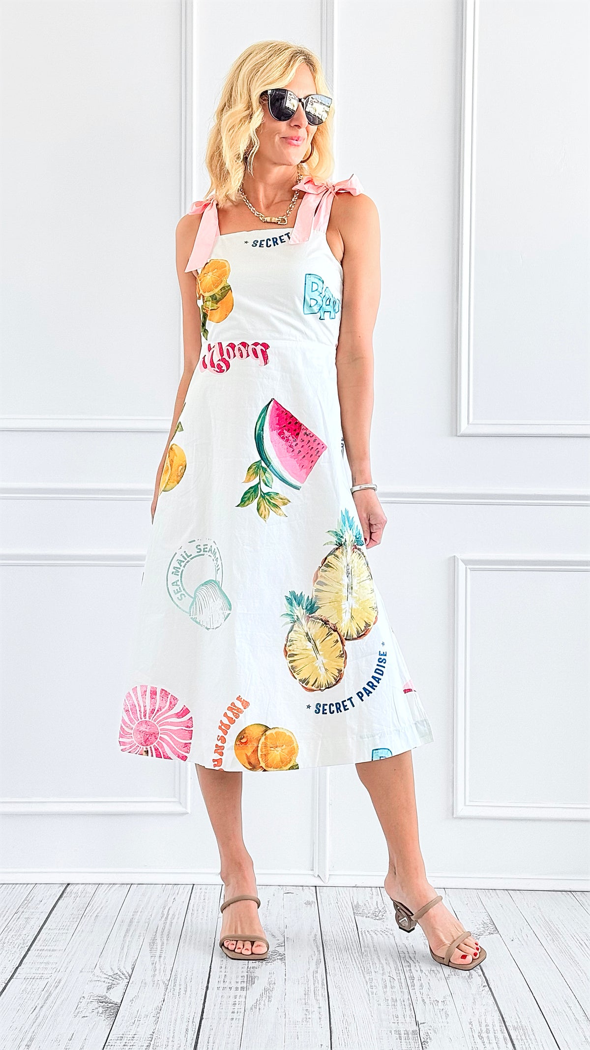 Island Retreat Fruit Print Dress-200 dresses/jumpsuits/rompers-SUGARLIPS-Coastal Bloom Boutique, find the trendiest versions of the popular styles and looks Located in Indialantic, FL