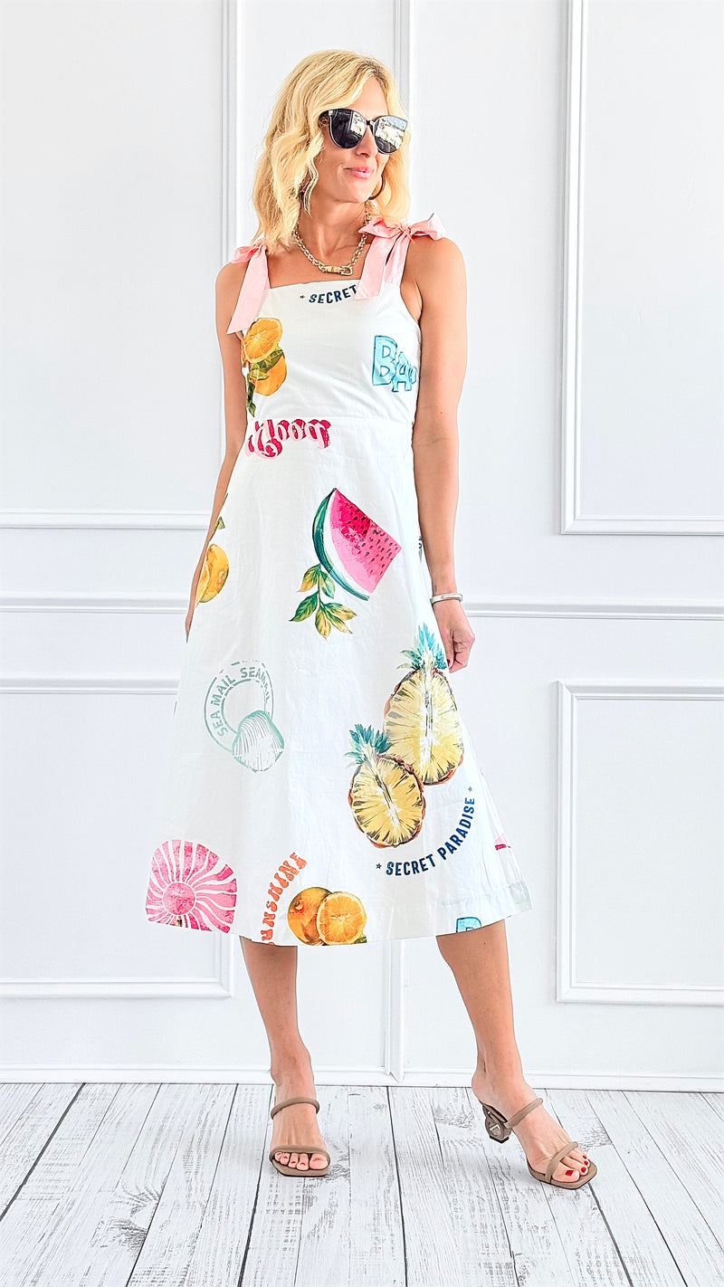 Island Retreat Fruit Print Dress-200 dresses/jumpsuits/rompers-SUGARLIPS-Coastal Bloom Boutique, find the trendiest versions of the popular styles and looks Located in Indialantic, FL