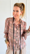 Whispers in Tartan Top-130 Long Sleeve Tops-VOY-Coastal Bloom Boutique, find the trendiest versions of the popular styles and looks Located in Indialantic, FL