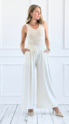 Shimmer Detail Italian Palazzo- Ivory-170 Bottoms-Italianissimo-Coastal Bloom Boutique, find the trendiest versions of the popular styles and looks Located in Indialantic, FL