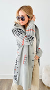 Luxe Plaid Cozy Cardigan Hoodie - Grey-160 Jackets-Joh Apparel-Coastal Bloom Boutique, find the trendiest versions of the popular styles and looks Located in Indialantic, FL
