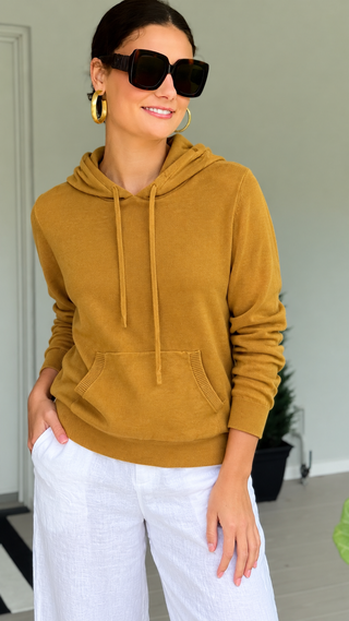 Sunday Stroll Sweater Hoodie - Mustard