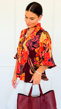 Wild Bloom Button Top-110 Long Sleeve Tops-oddi-Coastal Bloom Boutique, find the trendiest versions of the popular styles and looks Located in Indialantic, FL