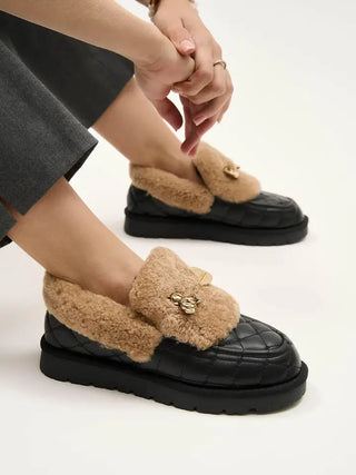 Cozy Wool Platform Mule Loafers