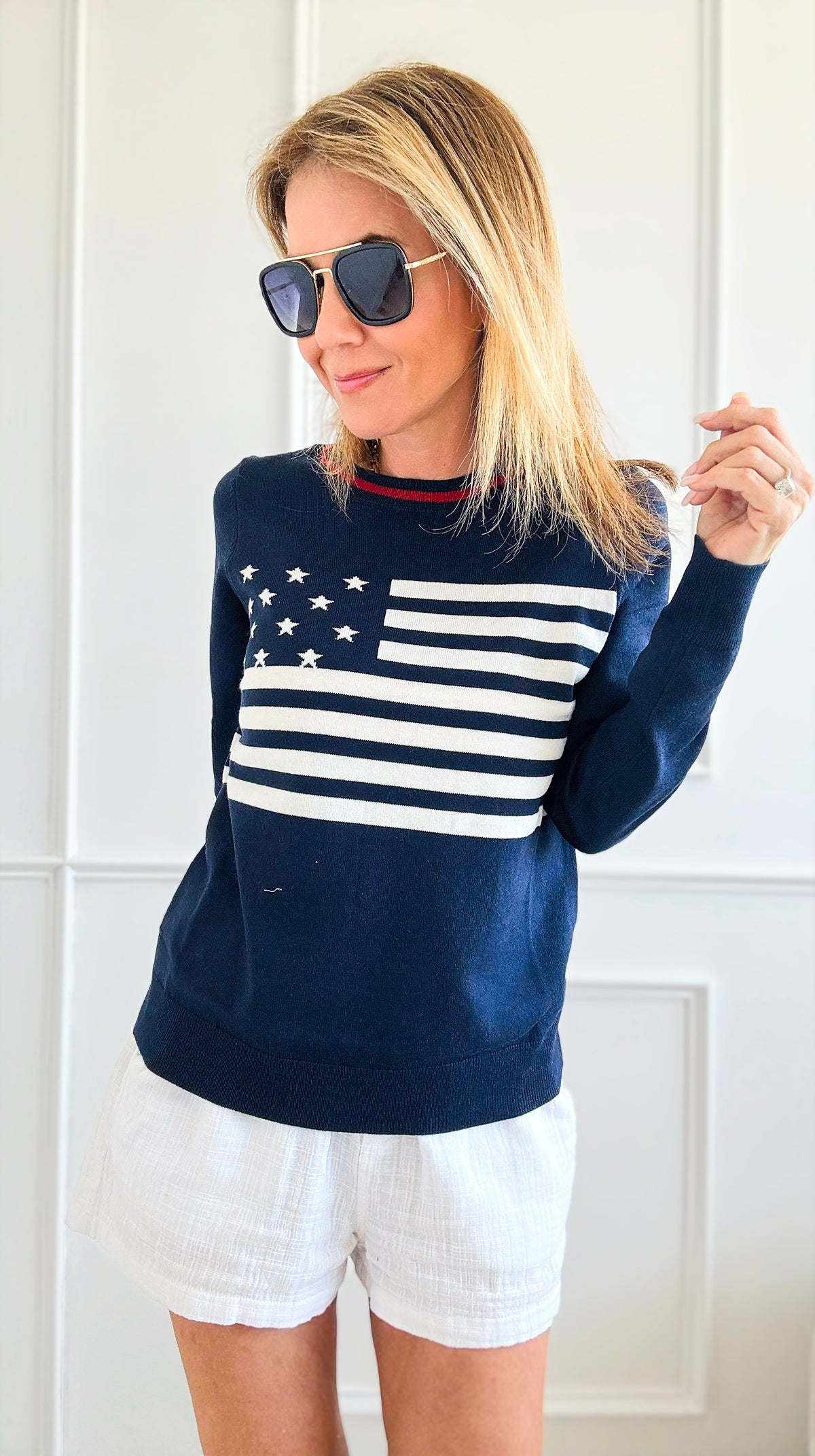 American Flag Top Sweater-100 Sleeveless Tops-Fate Inc-Coastal Bloom Boutique, find the trendiest versions of the popular styles and looks Located in Indialantic, FL