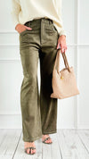 Coastal Luxe Faux Suede Pants - Olive-100 Pants-Tea & Cup-Coastal Bloom Boutique, find the trendiest versions of the popular styles and looks Located in Indialantic, FL