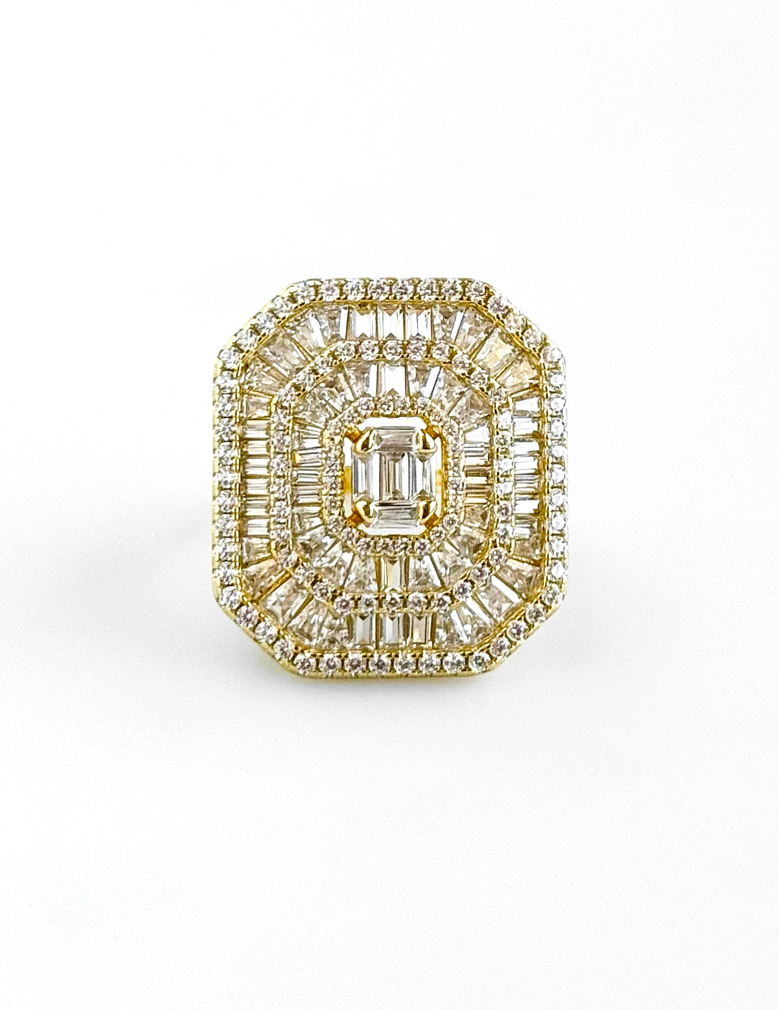 Sterling Silver Mega Medallion Baguette Ring - Gold-230 Jewelry-NYC-Coastal Bloom Boutique, find the trendiest versions of the popular styles and looks Located in Indialantic, FL