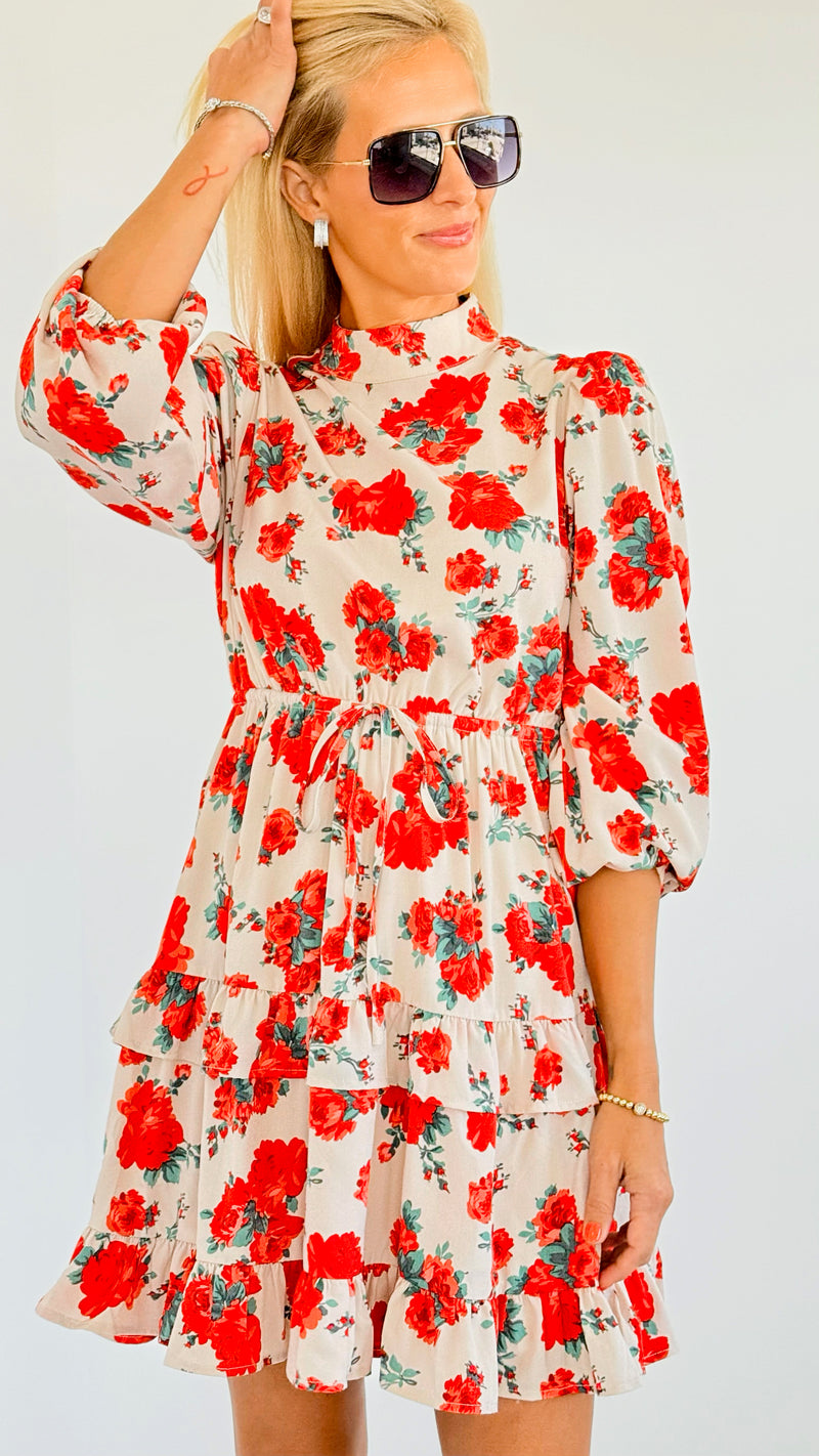 All Over Red Peonies Dress-200 dresses/jumpsuits/rompers-Jodifl-Coastal Bloom Boutique, find the trendiest versions of the popular styles and looks Located in Indialantic, FL