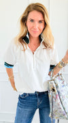Varsity Edge Puff Sleeve Top-110 short Sleeve Top-VOY-Coastal Bloom Boutique, find the trendiest versions of the popular styles and looks Located in Indialantic, FL