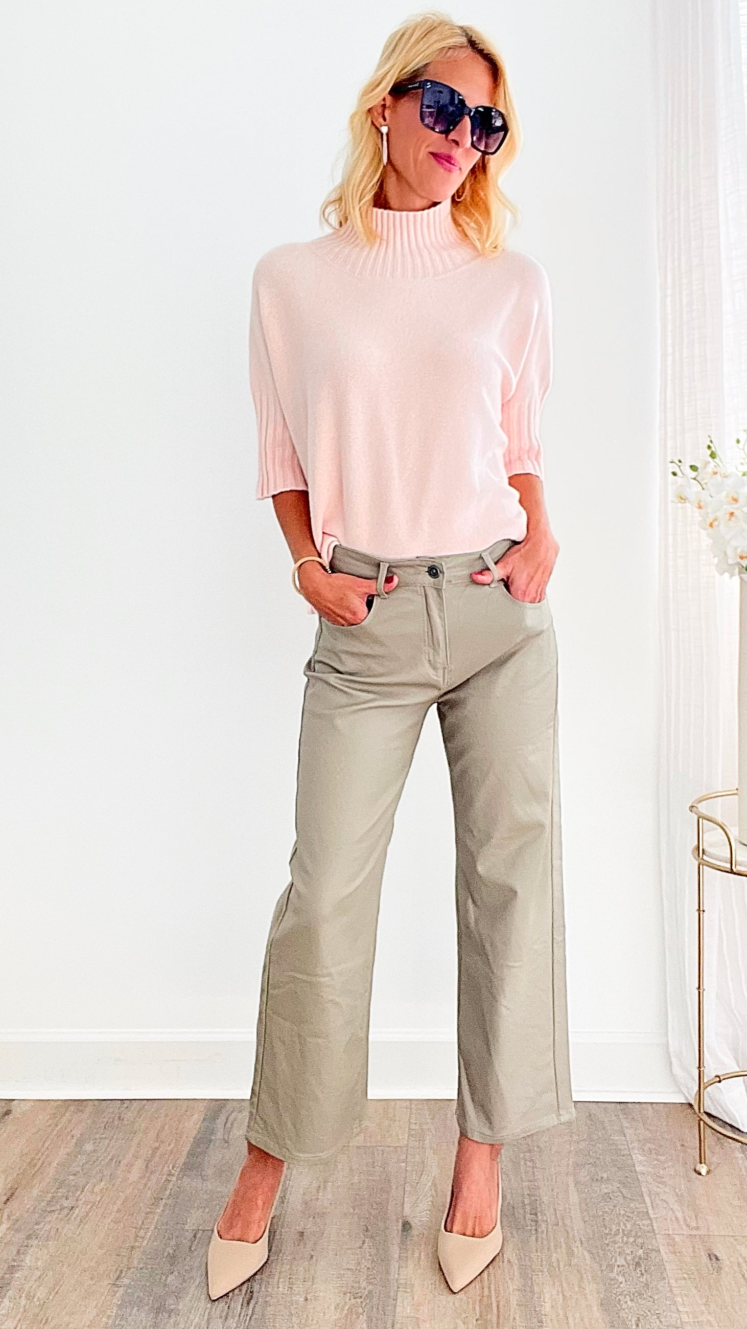 Faux Leather Wide Leg Trouser-170 Bottoms-Q2-Coastal Bloom Boutique, find the trendiest versions of the popular styles and looks Located in Indialantic, FL