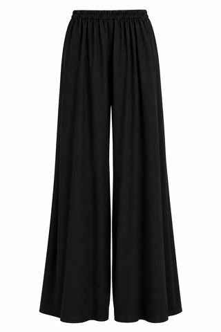 Shine Flowy Wide Leg Pants - Black