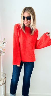 Soft Angora Bell Sleeve Sweater - Orange-140 Sweaters-GIGIO-Coastal Bloom Boutique, find the trendiest versions of the popular styles and looks Located in Indialantic, FL