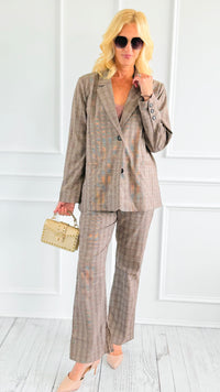 Boardroom Muse Plaid Set-210 Loungewear/Sets-ROUSSEAU-Coastal Bloom Boutique, find the trendiest versions of the popular styles and looks Located in Indialantic, FL