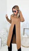 Chic Long Split Italian Sweater - Camel-150 Cardigans/Layers-Italianissimo-Coastal Bloom Boutique, find the trendiest versions of the popular styles and looks Located in Indialantic, FL