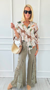 Golden Hour Lace Panel Pants - Olive-170 Bottoms-pol-Coastal Bloom Boutique, find the trendiest versions of the popular styles and looks Located in Indialantic, FL
