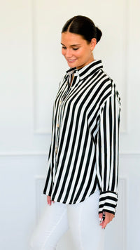 Empire Stripes Italian Blouse-110 Long Sleeve Tops-TATTOO Z-Coastal Bloom Boutique, find the trendiest versions of the popular styles and looks Located in Indialantic, FL