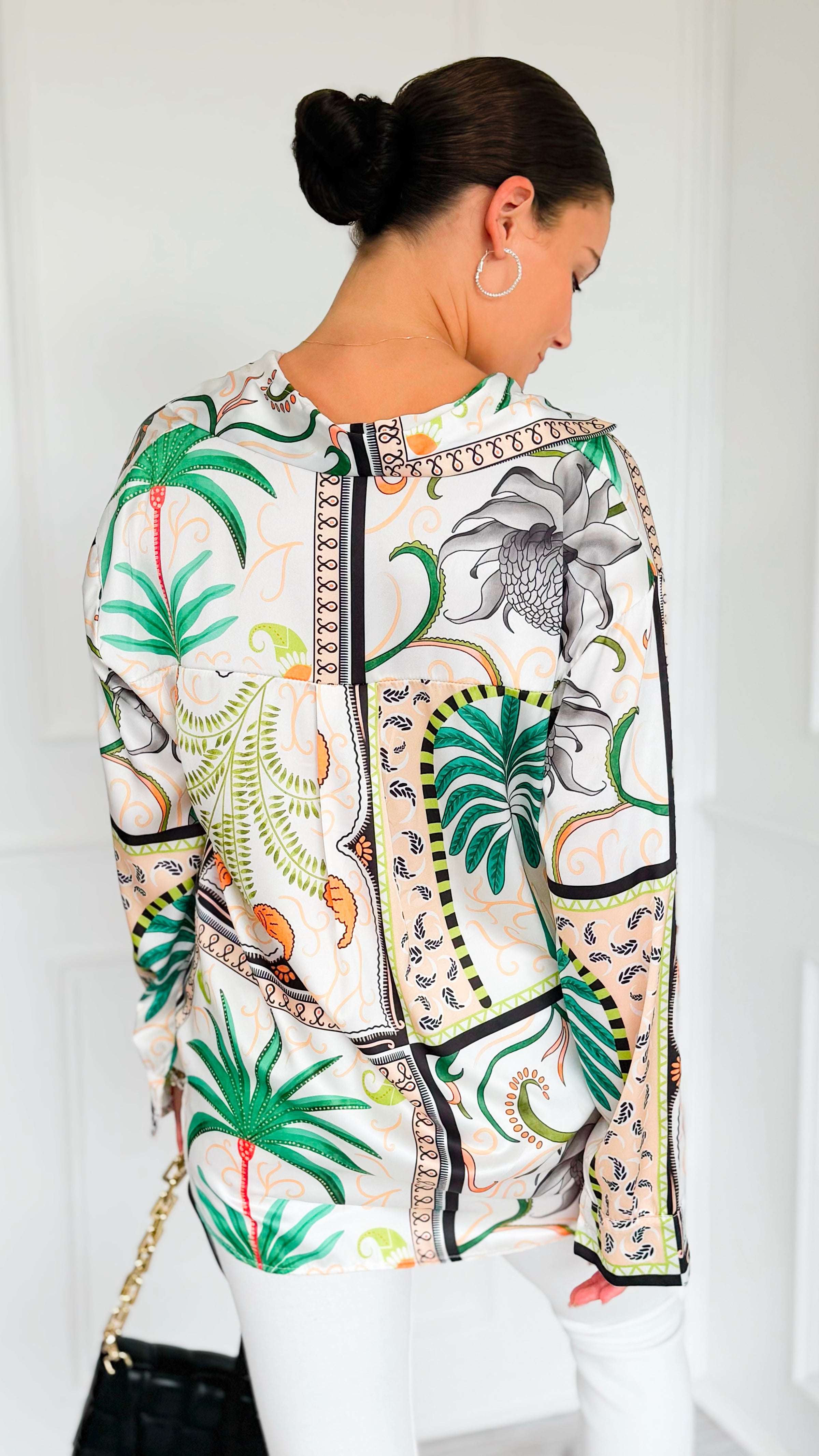 Tropical Vibes Italian Blouse-110 Long Sleeve Tops-SORPRESA-Coastal Bloom Boutique, find the trendiest versions of the popular styles and looks Located in Indialantic, FL