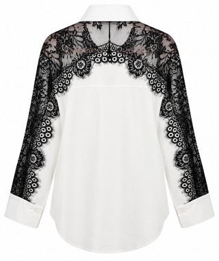 Lines & Lace Italian Button Top - White/Black