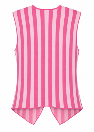 Striped Knit Vest - Pink
