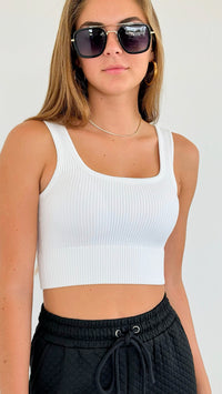 Ribbed Seamless Bra Top - White-220 Intimates-Zenana-Coastal Bloom Boutique, find the trendiest versions of the popular styles and looks Located in Indialantic, FL