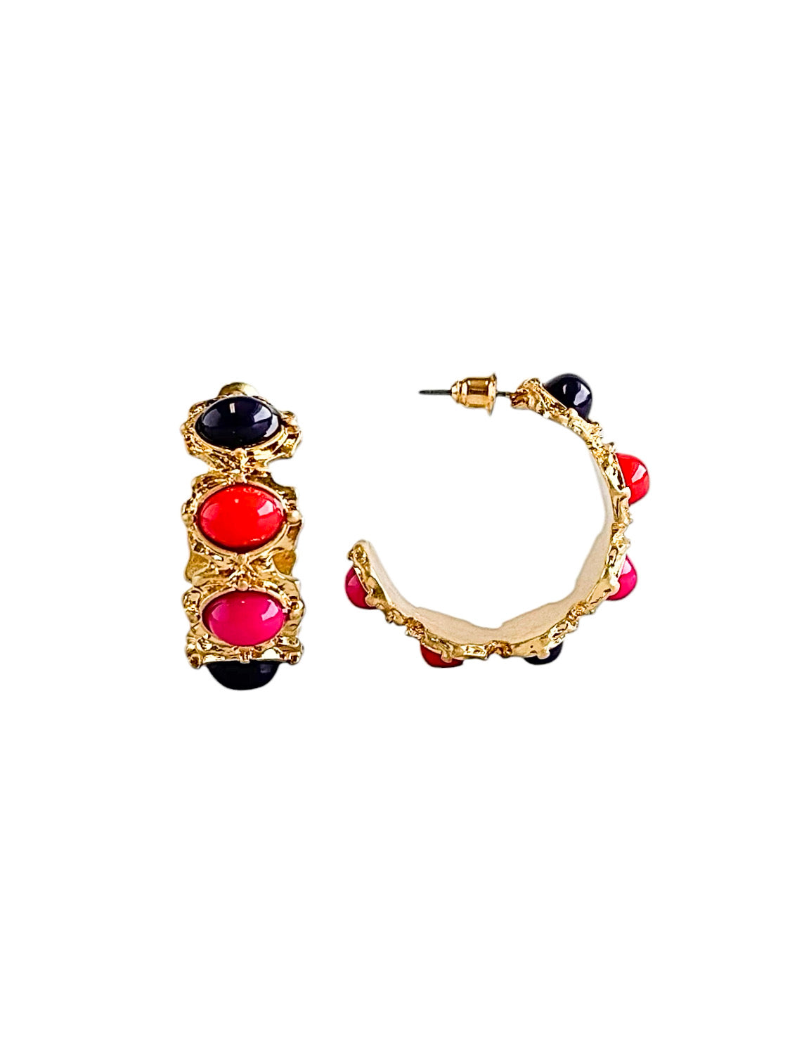 Colorful Gemline Textured Hoop Earrings - Fuchsia-230 Jewelry-GS JEWELRY-Coastal Bloom Boutique, find the trendiest versions of the popular styles and looks Located in Indialantic, FL