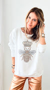 Custom Bee Royal Sweatshirt - White-130 Long Sleeve Tops-Holly-Coastal Bloom Boutique, find the trendiest versions of the popular styles and looks Located in Indialantic, FL