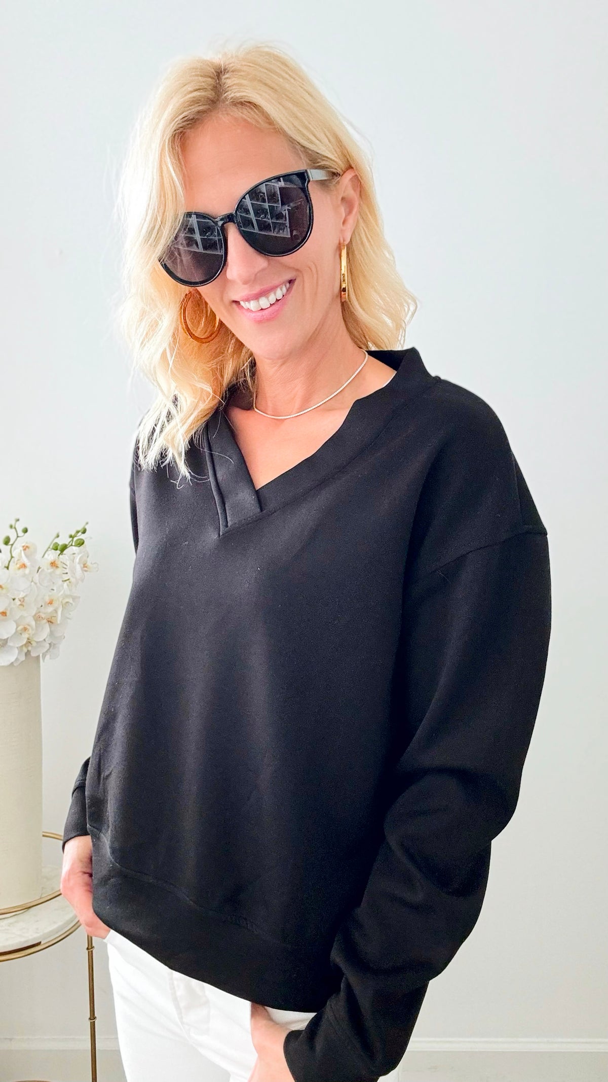 Butter Modal Pullover Top - Black-130 Long Sleeve Tops-Before You-Coastal Bloom Boutique, find the trendiest versions of the popular styles and looks Located in Indialantic, FL