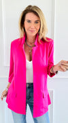 Tailored 3/4 Sleeve Blazer - Fuchsia-160 Jackets-26 INTERNATIONAL-Coastal Bloom Boutique, find the trendiest versions of the popular styles and looks Located in Indialantic, FL