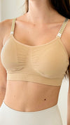 One Size Bra Nude w/ Gold Embellished Straps-220 Intimates-Strap-its-Coastal Bloom Boutique, find the trendiest versions of the popular styles and looks Located in Indialantic, FL
