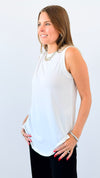 Flowy Sleeveless Top - White-100 Sleeveless Tops-Mono B-Coastal Bloom Boutique, find the trendiest versions of the popular styles and looks Located in Indialantic, FL