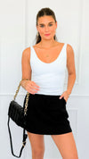 Core Comfort Modal Drawcord Skort-Black-170 Bottoms/Shorts-RAE MODE-Coastal Bloom Boutique, find the trendiest versions of the popular styles and looks Located in Indialantic, FL