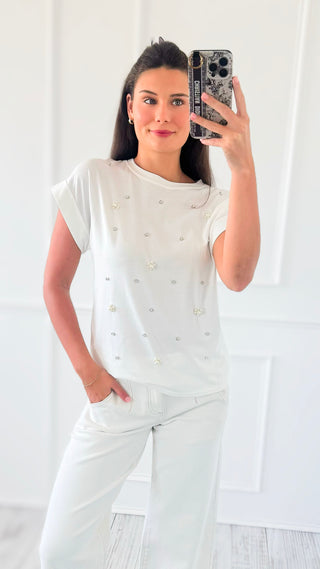 Pearl Perfection Italian Graphic Tee- White