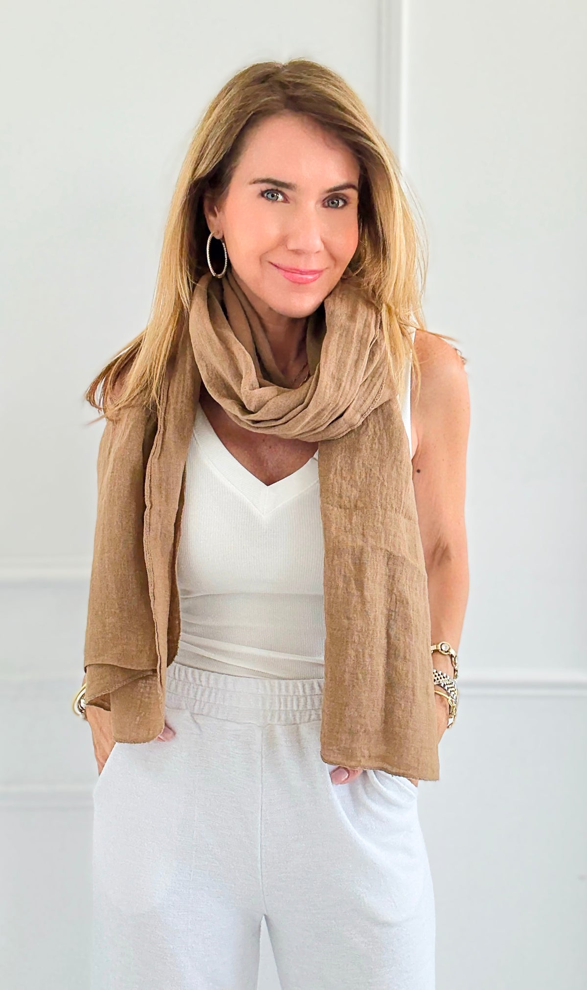 Chic Italian Scarf- Camel-260 Other Accessories-NSP/PORCIENTO-Coastal Bloom Boutique, find the trendiest versions of the popular styles and looks Located in Indialantic, FL