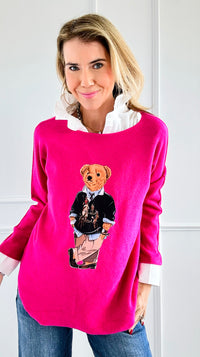 Jerry The Bear Italian Pullover- Fuchsia-140 Sweaters-Italianissimo-Coastal Bloom Boutique, find the trendiest versions of the popular styles and looks Located in Indialantic, FL